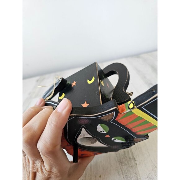 Mini cat birdhouse Halloween unique decor wooden jointed shabby chic hanging - Picture 14 of 14